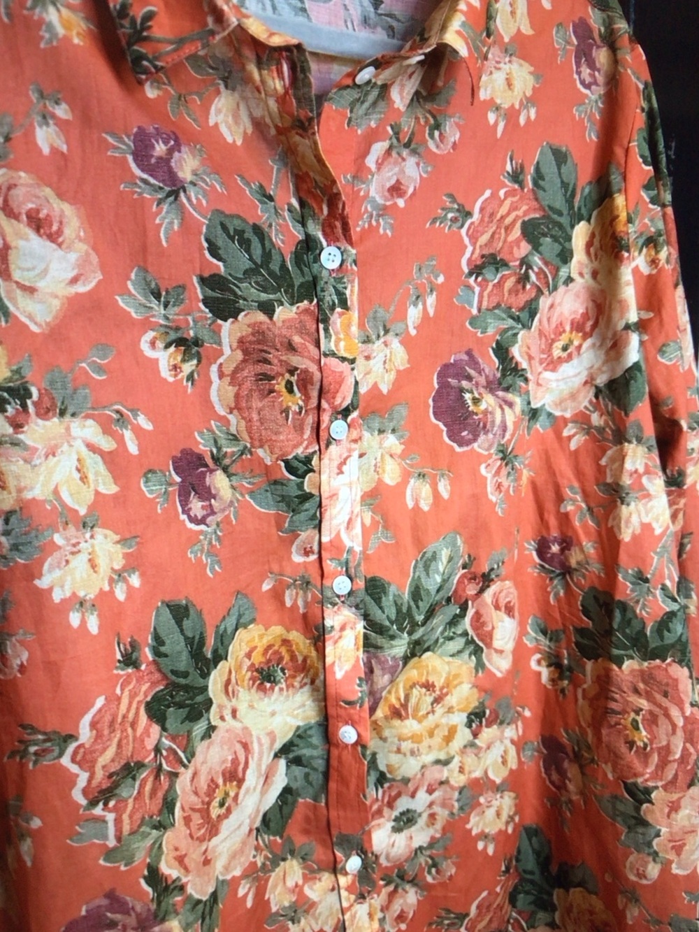 Sezane Orange Floral Button-Up Blouse - Picture 3 of 7